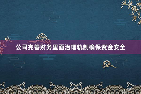 公司完善财务里面治理轨制确保资金安全